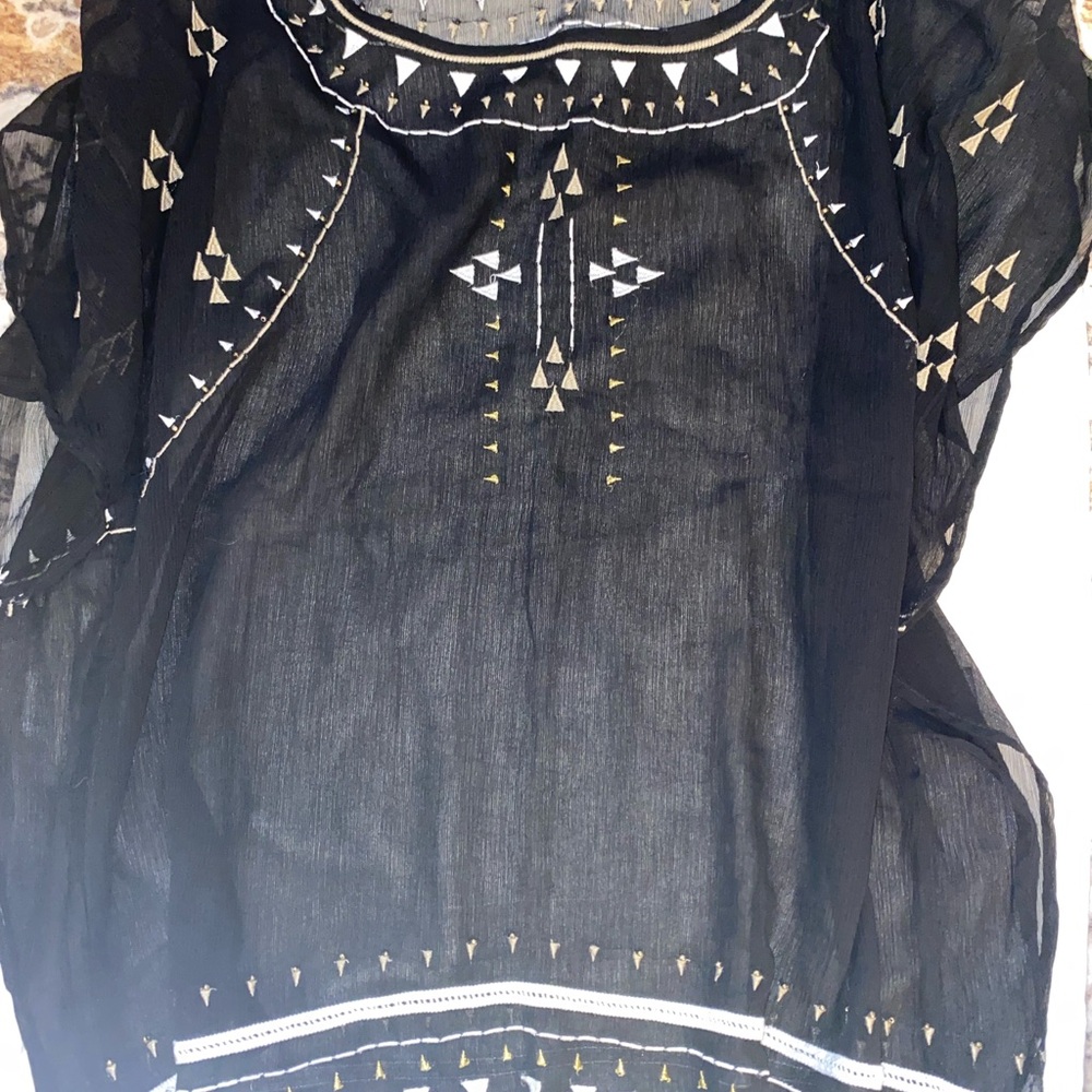 Lane Bryant Black and Gold Sheer Top
